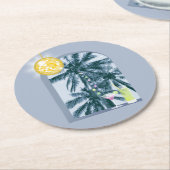 Party Lights Cocktails Diskothek Ball Palms on Blu Runder Pappuntersetzer (Angewinkelt)