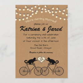 Party Lights with Cats on Bikes Hochzeitsempfehlun Einladung