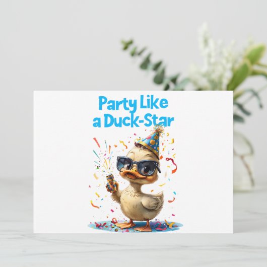 Party like a Duck Star - Fun Celebration Design Einladung (Stehend Vorderseite)