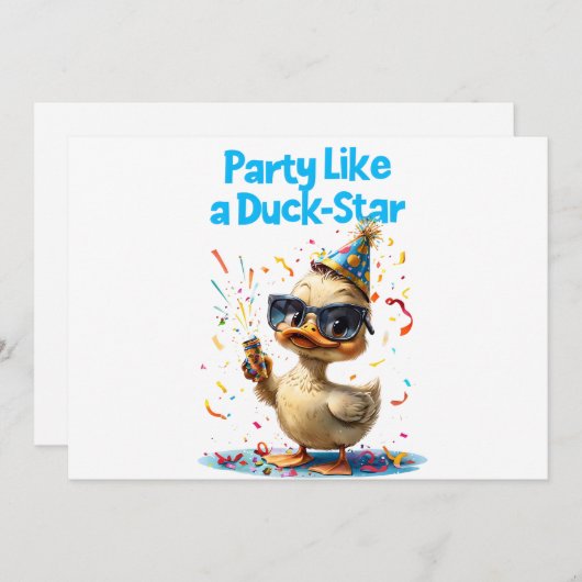 Party like a Duck Star - Fun Celebration Design Einladung (Vorne/Hinten)