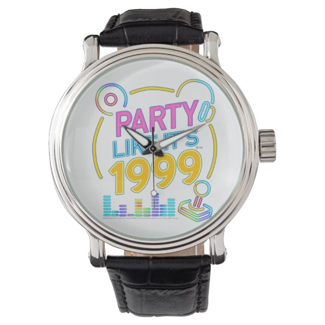 Party Like It’s 1999®™ – Neon Soundtrack Armbanduhr (Vorderseite)