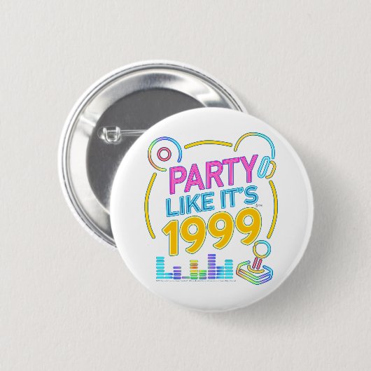 Party Like It’s 1999®™ – Neon Soundtrack  Button (Vorne & Hinten)