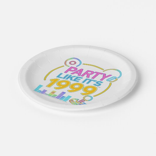 Party Like It’s 1999®™ – Neon Soundtrack Pappteller (Schrägansicht)