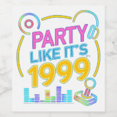 Party Like It’s 1999®™ – Neon Soundtrack Weinetikett (Einzelnes Label)