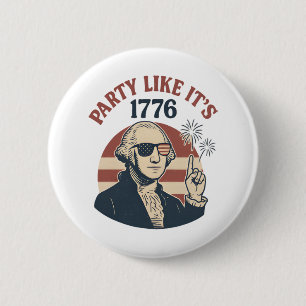 Party Like It's 1776 - Retro George Washington Des Button