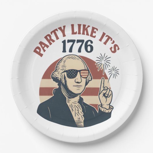 Party Like It's 1776 - Retro George Washington Des Pappteller (Vorderseite)