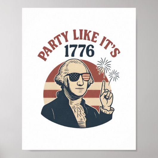 Party Like It's 1776 - Retro George Washington Des Poster (Vorne)