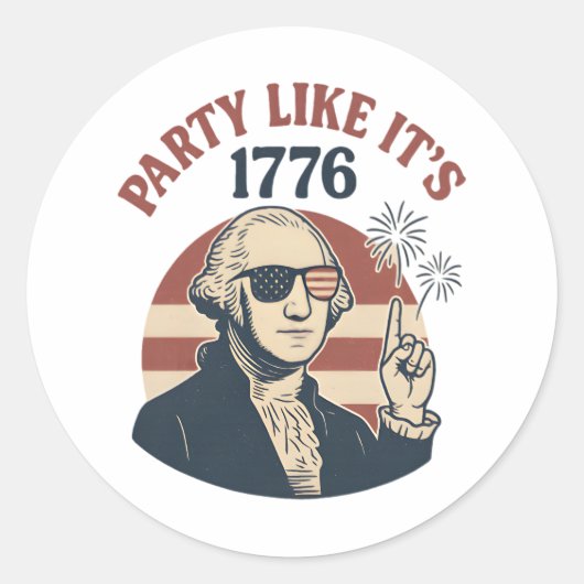 Party Like It's 1776 - Retro George Washington Des Runder Aufkleber (Vorderseite)