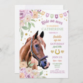 Party Lilac Pony Flower Girl Einladung (Vorne/Hinten)