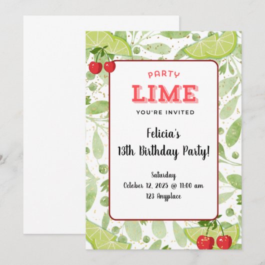 Party "Limon" Einladung (Vorne/Hinten)