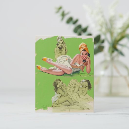 Party Line PinUp Postkarte (Stehend Vorderseite)