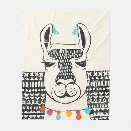 Party Llama - Portrait Fleecedecke (Vorderseite)