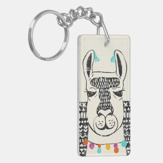 Party Llama - Portrait Schlüsselanhänger (Vorderseite links)