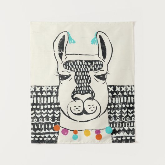 Party Llama - Portrait Wandteppich (Vorderseite)