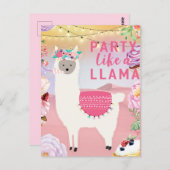 Party Llama Postkarte (Vorne/Hinten)