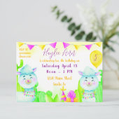 Party Llamas-Kindergeburtstag Einladung (Stehend Vorderseite)