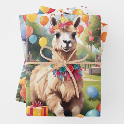 Party: Llamas v1 | Geschenkpapier Set (Beispiel)
