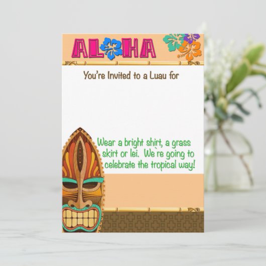 Party Luau Einladung (Stehend Vorderseite)