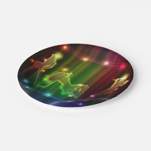 Party-Mädchen-moderne Trendy Neonlichter Pappteller (Schrägansicht)