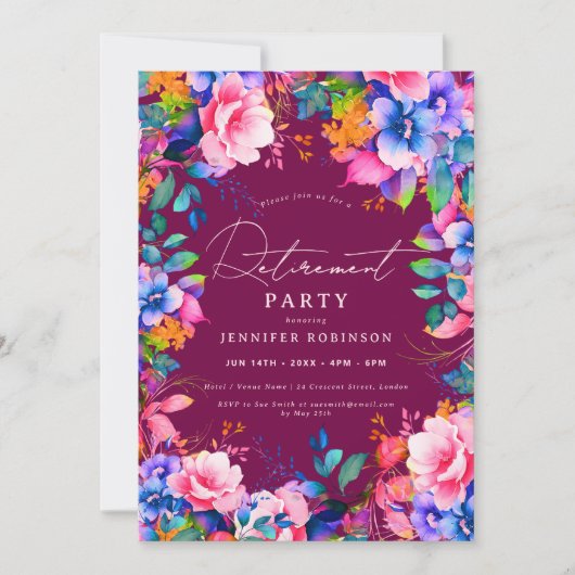 Party Magenta Einladung (Vorderseite)