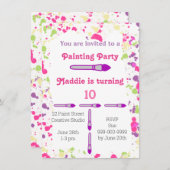 Party Malerei Rosa und Lila Einladung (Vorne/Hinten)