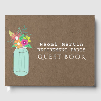 Party | Mason Jar Blume Kraft Paper Gästebuch