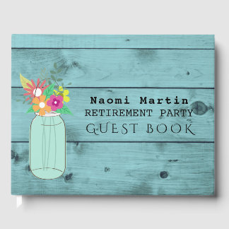 Party | Mason Jar Blume Rustikales Holz Gästebuch