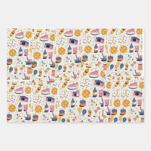 PARTY METERIAL ALL AWrapping Paper Flat Sheet SE Geschenkpapier Set (Vorderseite)