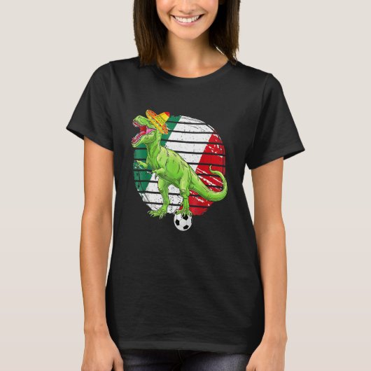 Party Mexican Flag Boys Dinosaur Trex Soccer T T-Shirt (Vorderseite)