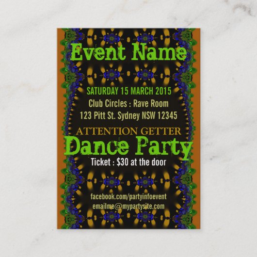 Party Mini-Flyer Visitenkarte (Vorderseite)