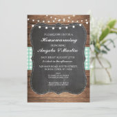 Party Mint Karo Holz Zuhause GRILLEN Einladung (Stehend Vorderseite)