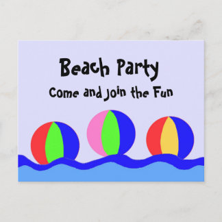 Party mit Beach Balls Einladungspostkarte