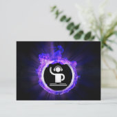 Party mit blauer Flamme DJ-Symbol-Laserlicht Einladung (Stehend Vorderseite)