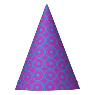 Party mit blauer und Lila kreisförmiger Geometrie Partyhütchen
