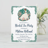 Party mit botanischem Gartentee Brautparty Einladung (Stehend Vorderseite)