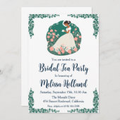 Party mit botanischem Gartentee Brautparty Einladung (Vorne/Hinten)