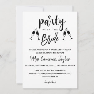 Party mit Bride Bachelorette Details laden ein Einladung