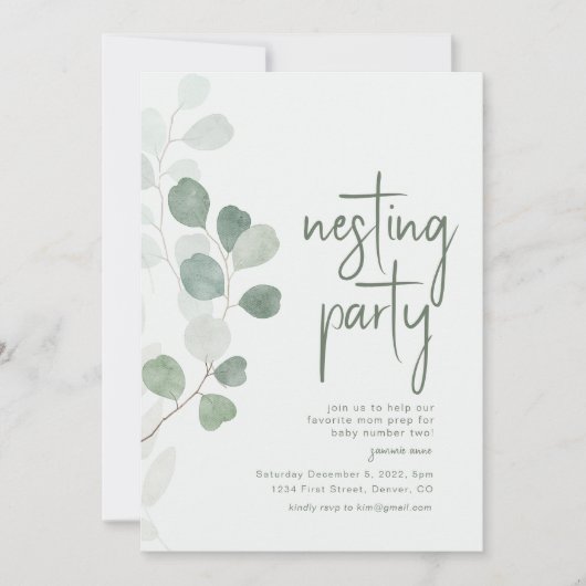 Party mit Eucalyptus Einladung (Vorderseite)