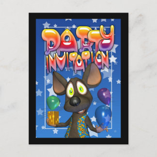 Party mit farbigen Ballons Einladungspostkarte