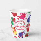 Party mit farbigen Handdrucken für Kinder Pappbecher (Vorderseite)