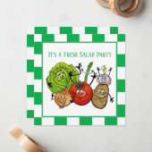Party mit frischem Salat Mitteilungskarte (Vorderseite/Rückseite Beispiel)
