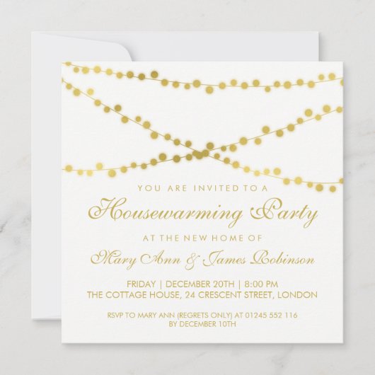 Party mit goldener Saitenleuchte Einladung (Vorderseite)