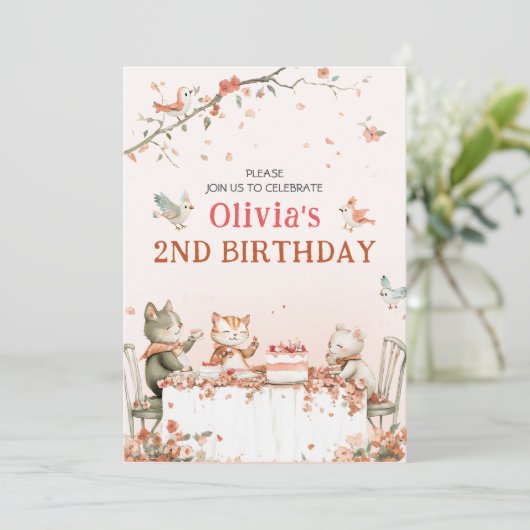 Party mit Katzen Einladung (Stehend Vorderseite)