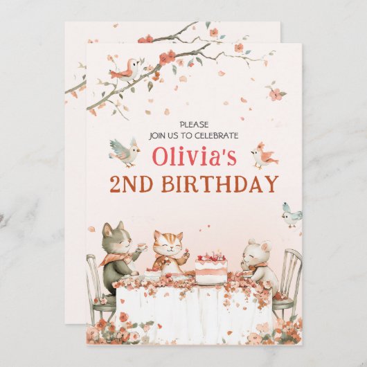 Party mit Katzen Einladung (Vorne/Hinten)