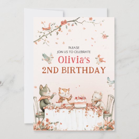 Party mit Katzen Faltenpackung Einladung (Vorderseite)