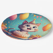 Party mit Kuchen und Balloons Pappteller (Schrägansicht)