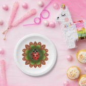 Party mit Ladybug auf roten und grünen Blütenblätt Pappteller (Party)