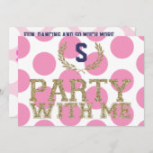 PARTY mit ME Pink Liebe Sweet 16 Einladung (Vorne/Hinten)