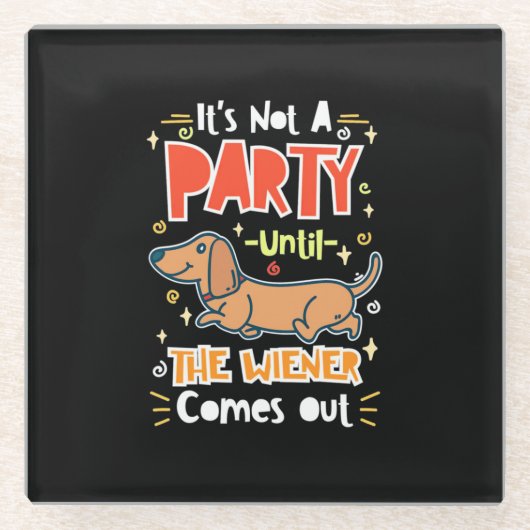 Party mit meinen Dackeln Glasuntersetzer (Vorderseite)