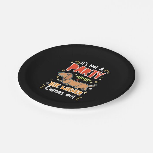 Party mit meinen Dackeln Pappteller (Schrägansicht)